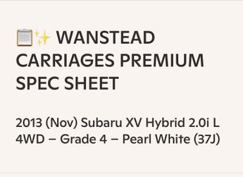 Subaru XV 2.0 Hybrid 4WD - Jap Service History