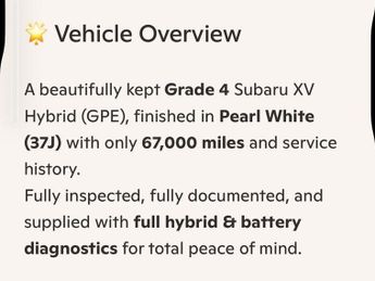 Subaru XV 2.0 Hybrid 4WD - Jap Service History