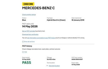 MERCEDES-BENZ C-CLASS 2.0 C350e 6.4kWh Sport (Premium Plus) Saloon 4dr Petrol Plug-in 