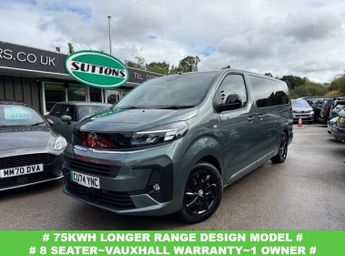 VAUXHALL Vivaro Life Electric 75kWh Design XL MPV 5dr Electric Auto LWB (8 Seat, 11kW Charger)