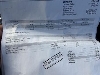 AUDI TTS 2.0 TFSI Coupe 3dr Petrol S Tronic quattro Euro 6 (s/s) (310 ps)