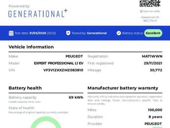 PEUGEOT E-EXPERT e 1200 75kWh Professional Standard Panel Van 6dr Electric Auto M