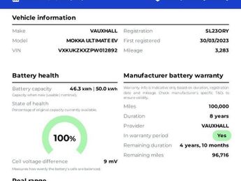 VAUXHALL MOKKA ELECTRIC 50kWh Ultimate SUV 5dr Electric Auto (136 ps)