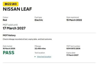 NISSAN LEAF 40kWh Acenta Hatchback 5dr Electric Auto (150 ps)