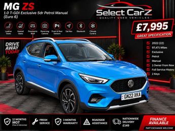 MG ZS 1.0 T-GDI Exclusive SUV 5dr Petrol Manual Euro 6 (111 ps)