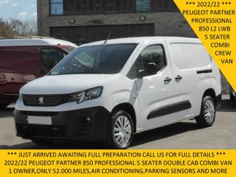 Peugeot Partner 850 Professional Premium Lwb 5 Seater Double Cab Combi Van,only 