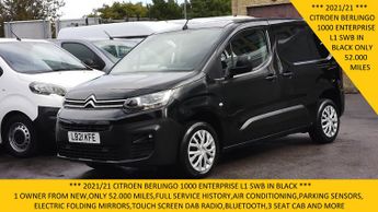 Citroen Berlingo 1000 Enterprise L1 Swb In Black With Only 52.000 Miles, Air Cond