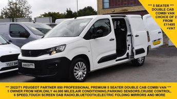 Peugeot Partner 1.5 Bluehdi Professional Premium 5 Seater Combi Crew Van With On