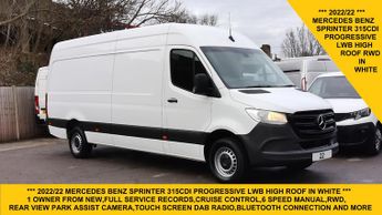Mercedes Sprinter 315 Cdi Progressive Lwb High Roof Rwd With Cruise Control,blueto