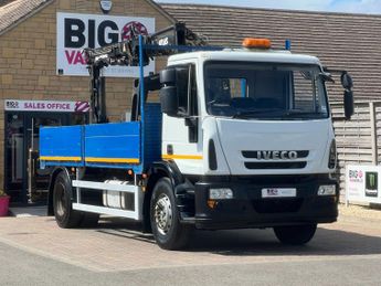 Iveco Eurocargo 180E25S 4X2 DAY CAB 18 TONNE 17FT2 ALLOY DROPSIDE CRANE WITH BRI