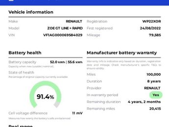 Renault Zoe R135 EV50 52kWh GT Line + Hatchback 5dr Electric Auto (Rapid Cha