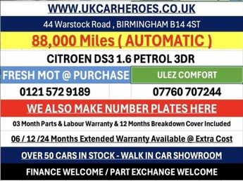 Citroen DS3 AUTO DSTYLE 1.6 VTi PETROL 3DR 120 BHP ( AUTOMATIC )